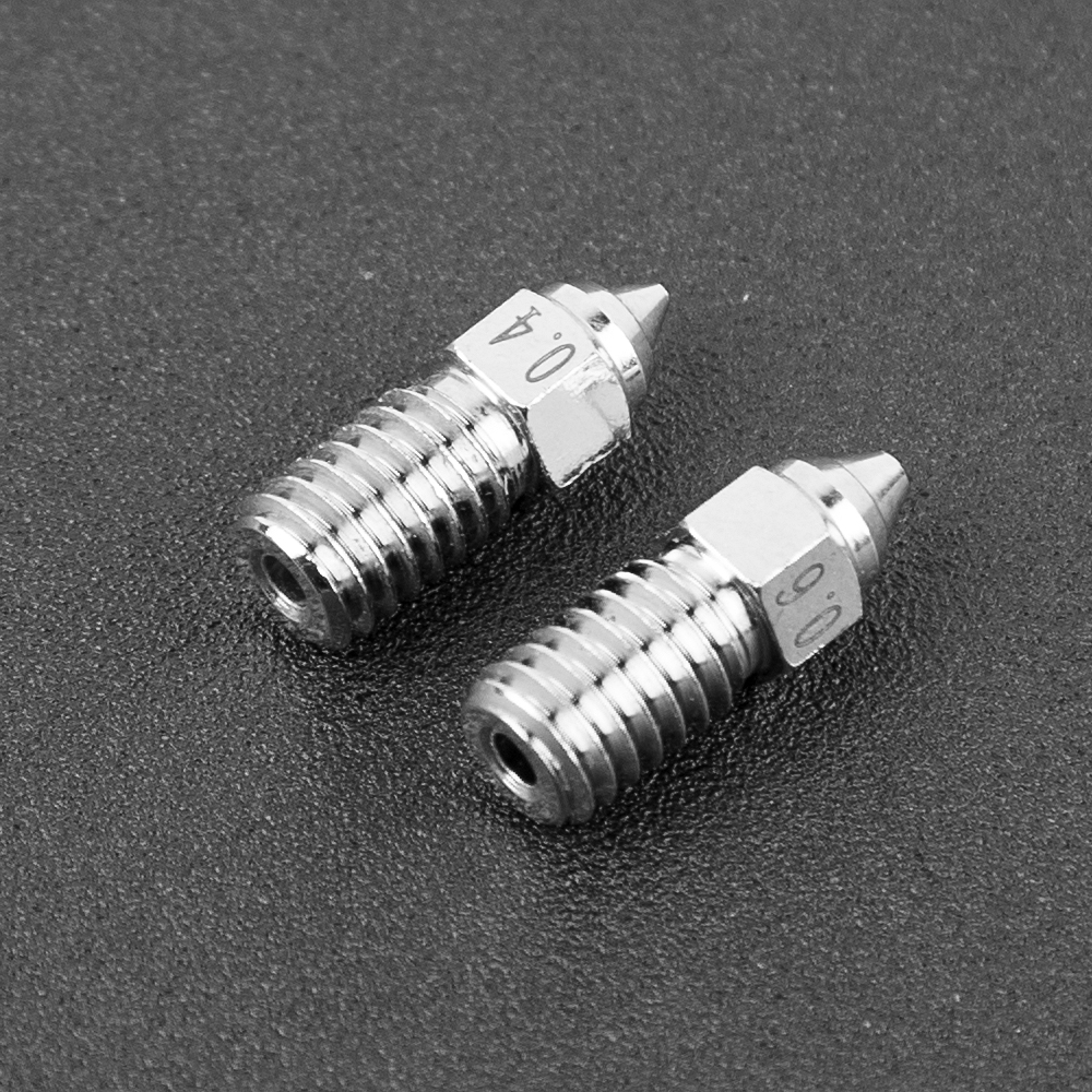 3D spausdintuvo purkštukų komplektas 2vnt (0.4mm ir 0.6mm) skirti ENDER-3V3SE ENDER-7 ir ENDER-5S1 varinio lydinio dengti nikeliu CREALITY