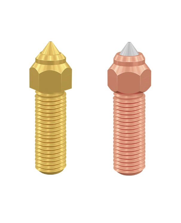 3D spausdintuvo purkštukų komplektas 1vnt žalvarinis, 1vnt varinis / grūdinto plieno 0.4mm skirti K1 / K1Max / CR-M4 / ENDER-3V3KE CREALITY