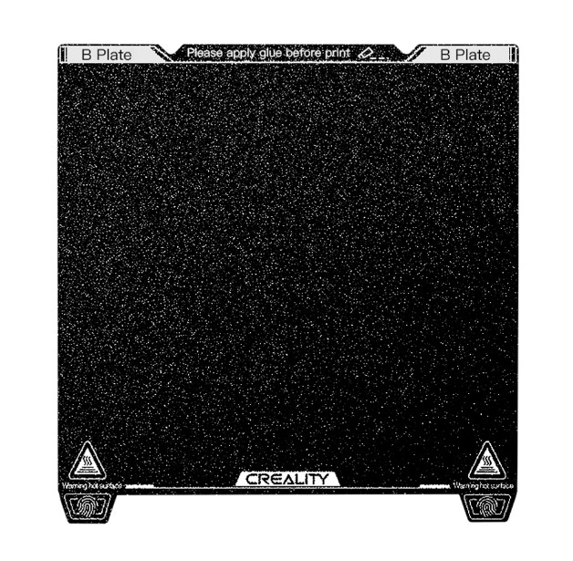 3D spausdinimo paviršius K1Max  315*310mm su įkirptėmis (magnetas nekomplektuojamas) Creality