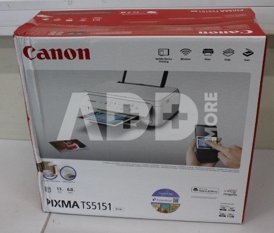 SALE OUT. Canon PIXMA TS5151 Multifunctional printer | Canon Multifunctional printer | PIXMA TS5151 | Inkjet | Colour | All-in-One | A4 | Wi-Fi | White | DAMAGED PACKAGING