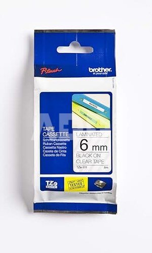 Brother labelling tape TZE-111 clear/black 6 mm