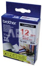 Brother labelling tape TZE-232 white/red 12 mm