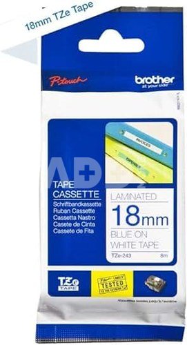 Brother labelling tape TZE-243 white/blue 18 mm