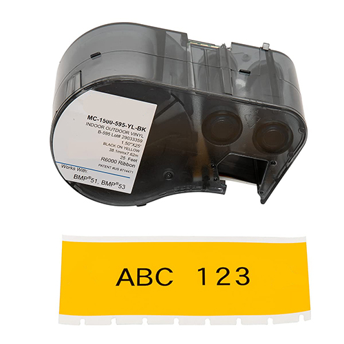 Brady MC-1500-595-YL-BK lipni analoginė juosta 7,6m x 38,1mm