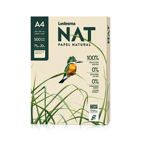 Naturalios spalvos nebalintas biuro popierius, ekologiškas, Ledesma NAT A4, 75gr, 500 lapų