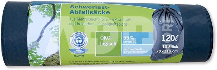 1x10 Secolan Heavy Duty Garbage Bags 120 l grey/black