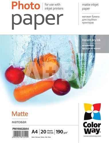 ColorWay Matte Photo Paper, A4, 190 g/m2, 20 sheets
