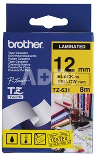 Brother TZ-E631 12mm Black on Yellow Tape for P-Touch