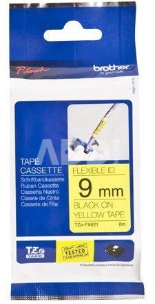 Brother TZ-EFX621, 9mm black on yellow flexible tape