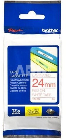 Brother TZ-E252, 24mm, red on white, adhesive, p-touch tape