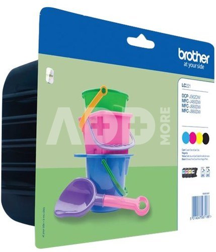 Brother LC221 Multipack Value Ink Cartridge - includes LC221 BK/C/M/Y ink cartridges