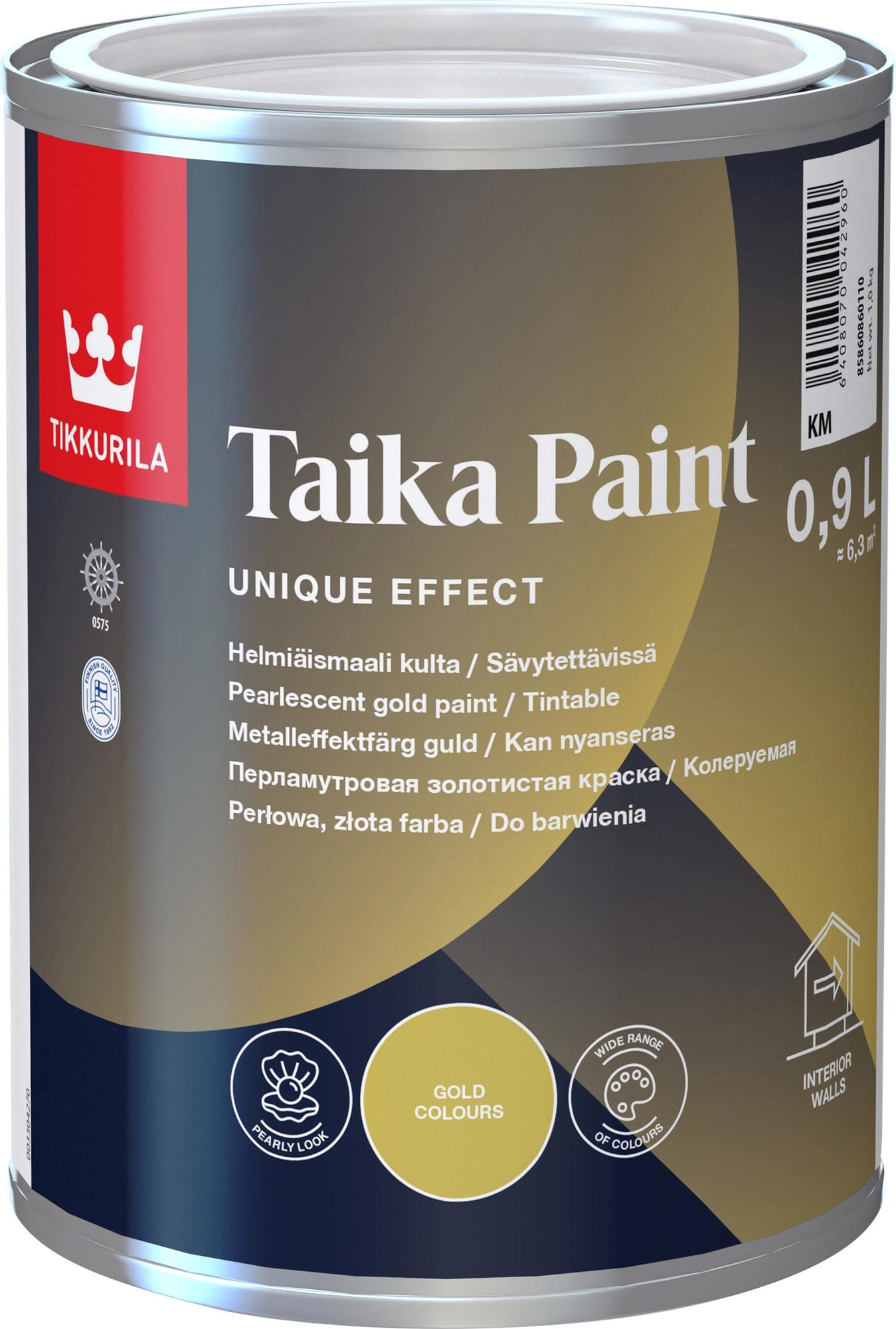 Dažai su perlamutro efektu TIKKURILA TAIKA PEARL, auksinė, 0,9 l