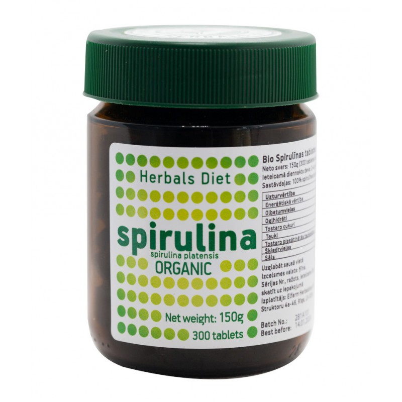 Maisto papildas Spirulina Bio, Herbals Diet  300 kaps.