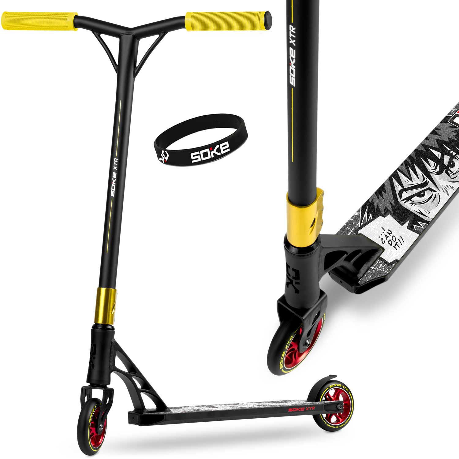 Paspirtukas SOKE XTR (1500) Black/Gold 110mm