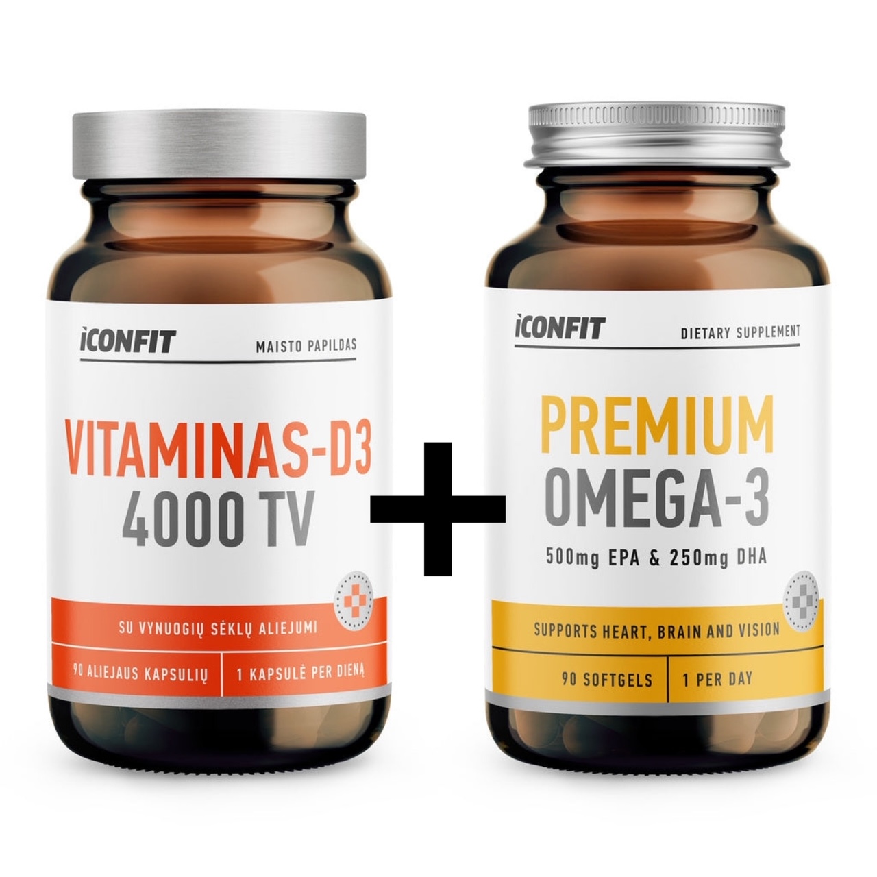 ICONFIT vitaminas D-3 4000 TV + Premium Omega-3 rinkinys