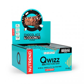 NUTREND QWIZZ Protein Bar - 60g x12 (dėžutė) Šokoladas-kokosas