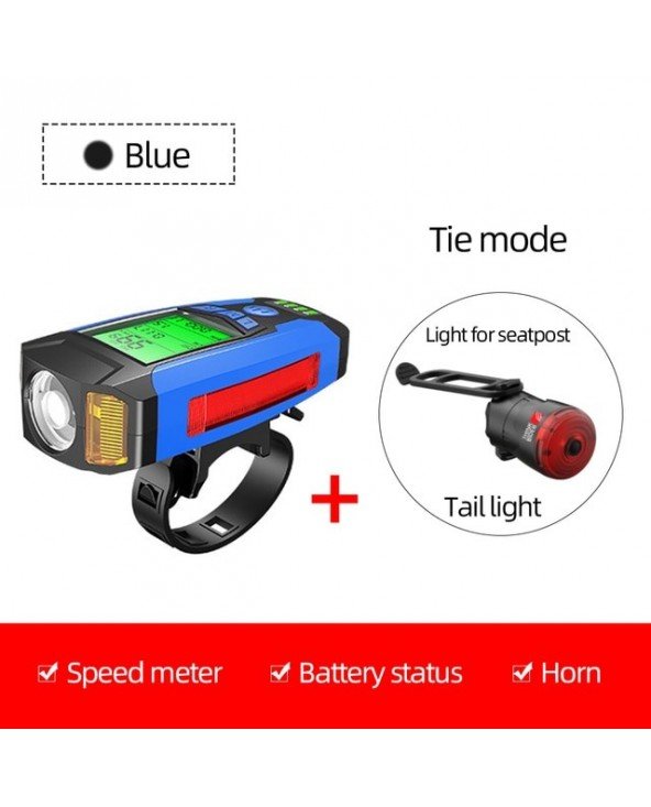 3 viename USB dviračio žibintuvėlis 5 LED dviračio kompiuteris / priekinis dviračio žibintas IPX4 vandeniui atsparus