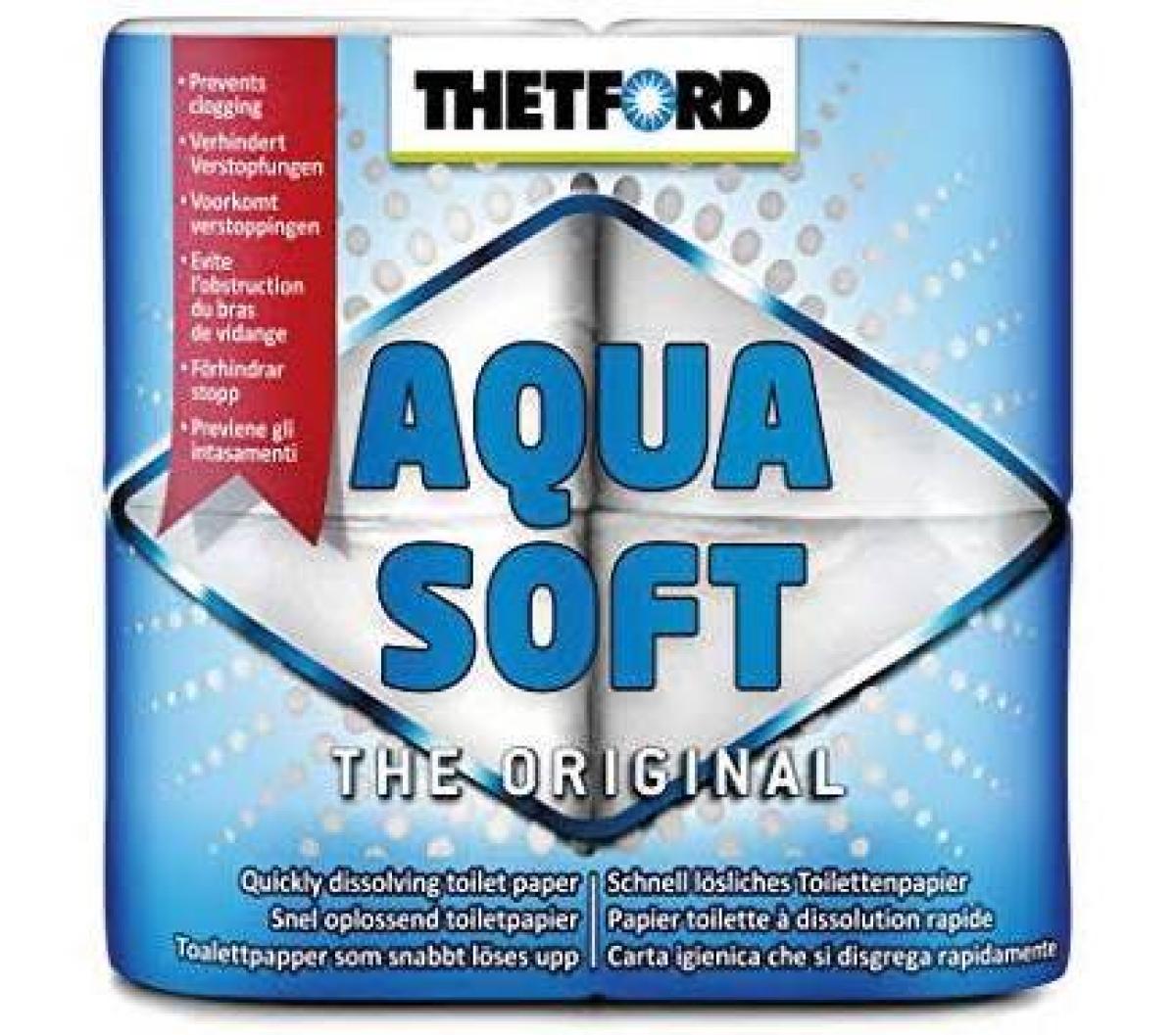 Minkštas, ekologiškas kempingo tualetinis popierius - Thetford Aqua Soft 4 Pack