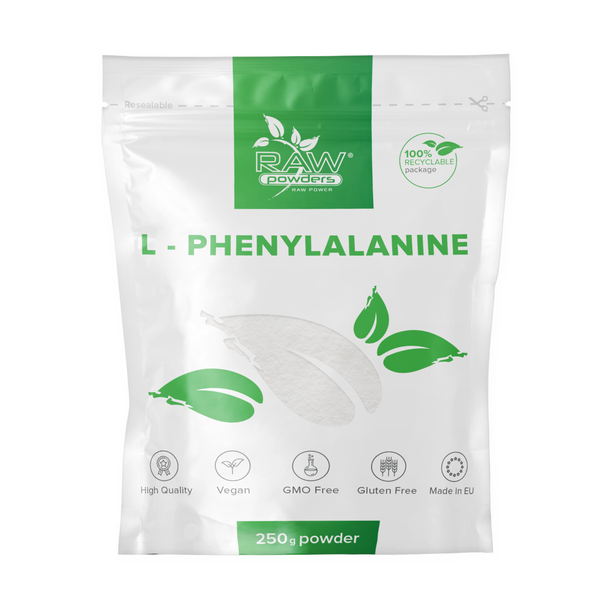 RAW POWDERS L-FENILALANINO milteliai, 250 g