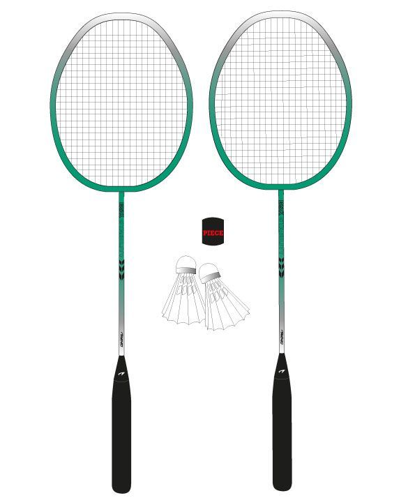 Badmintono rinkinys AVENTO, 2 raketės, 2 skrajukės, dėkle