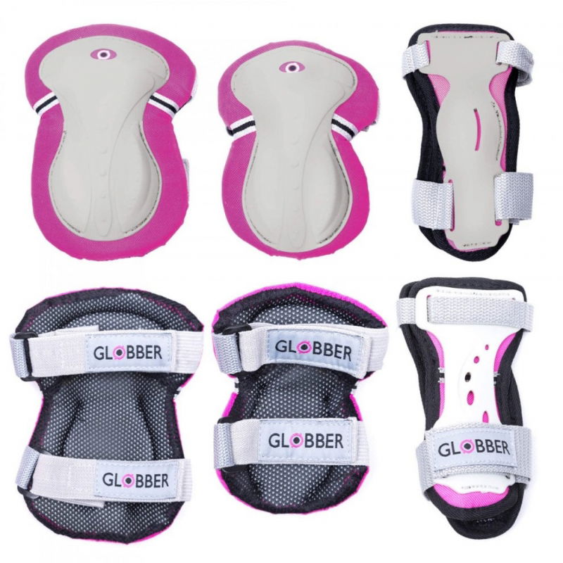 Kelių ir alkūnių apsaugų rinkinys GLOBBER Junior XS RANGE B (25-50KG), rožinis