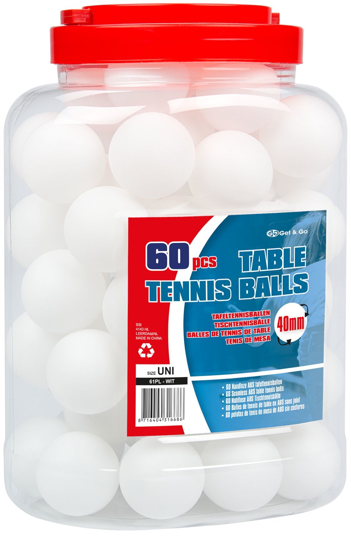 Stalo teniso kamuoliukai GET & GO 61PL 60vnt