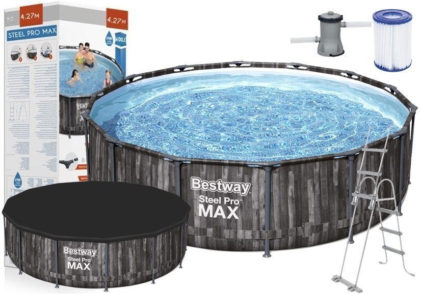 Karkasinis baseinas BESTWAY Steel Pro Max, pilkos sp., 13030 l, 427 x 107 cm,
