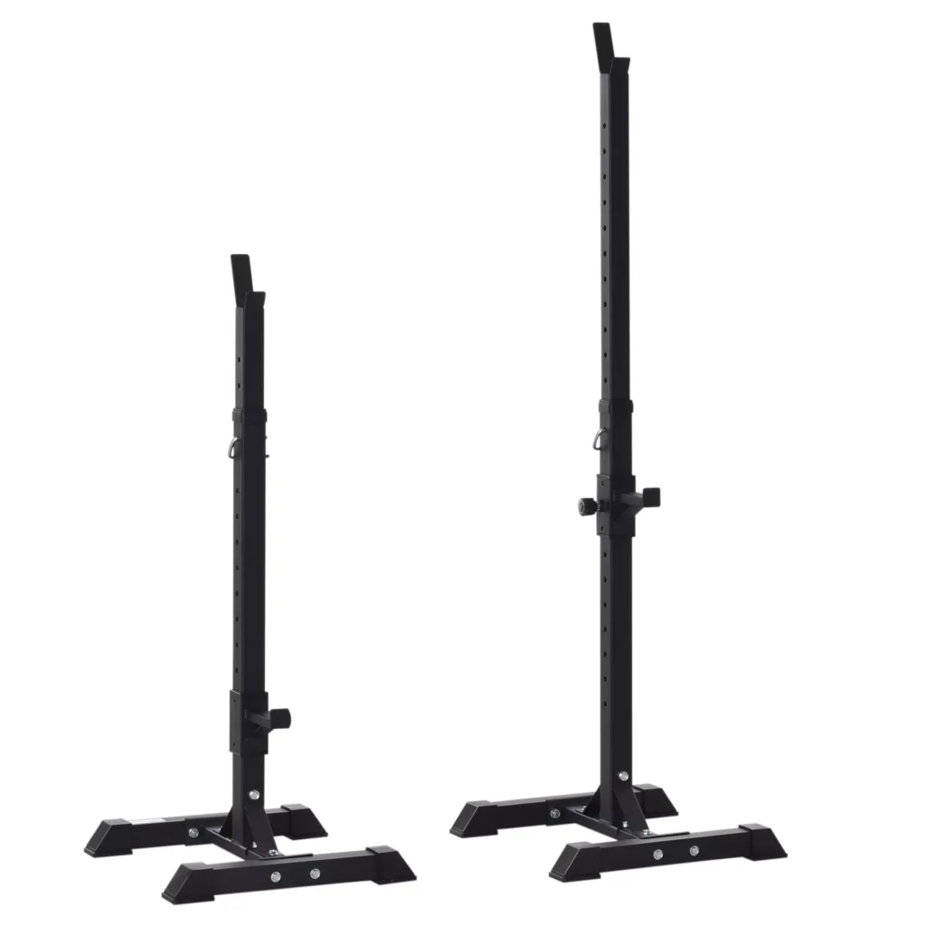 Reguliuojamo aukščio stovas štangoms su guminėmis kojelėmis, 105-160 cm, iki 150 kg