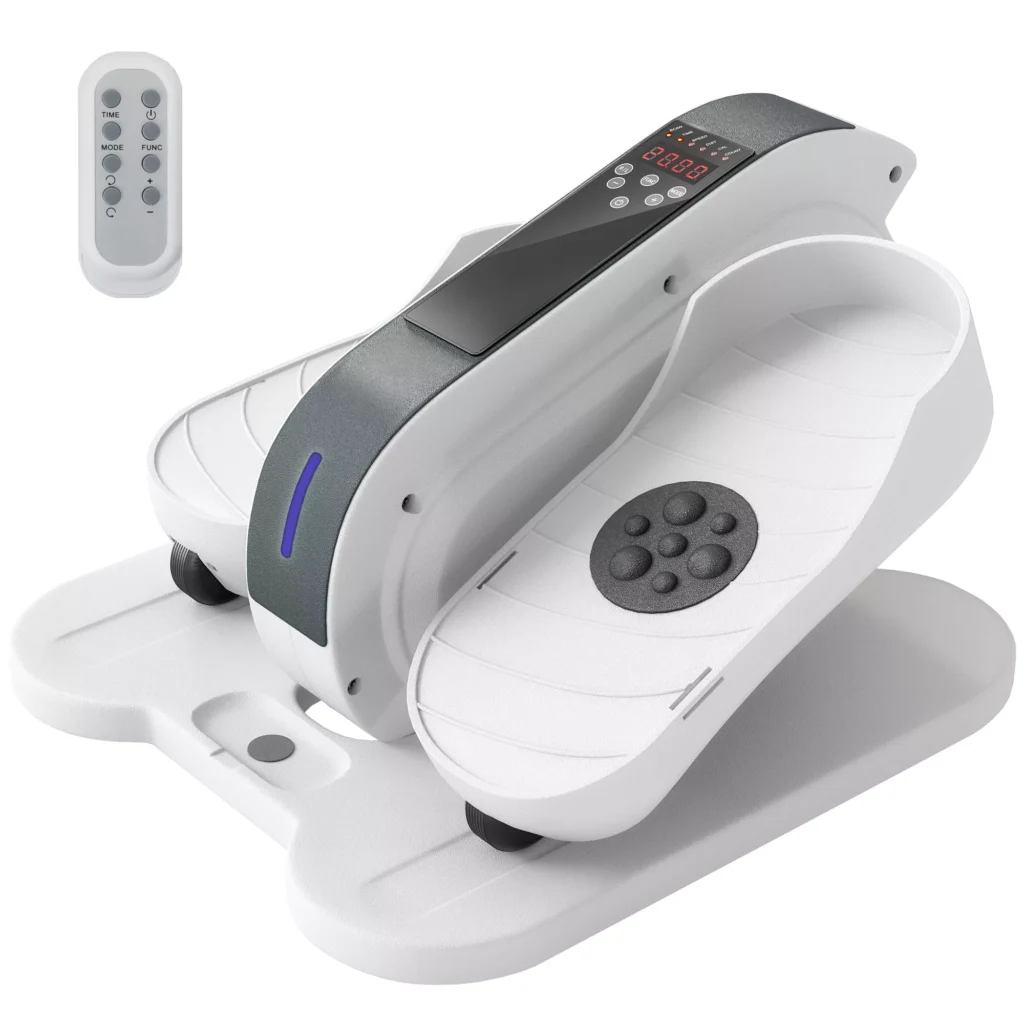 SPORTNOW mini elipsinis treniruoklis po stalu mini kryžiaus treniruoklis namams Elipsinis kojų treniruoklis su 10 žingsnių greičiu, LCD monitoriumi, nuotolinio valdymo pultu, skirtas biurui, senjorams