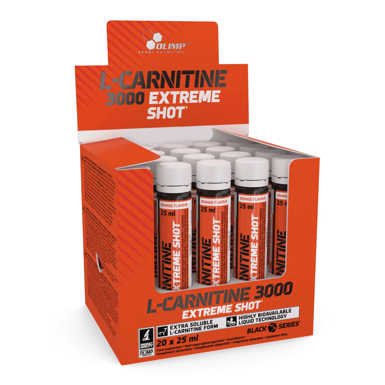 Maisto papildas svorio kontrolei Olimp L-Carnitine 3000 Extreme Shot 20x25ml Apelsinų skonio