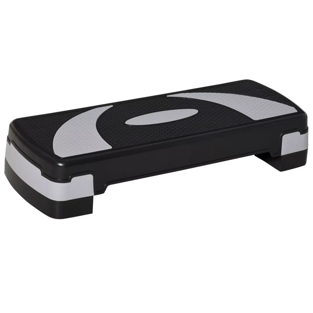 Aerobinis steperis, reguliuojamo aukščio, 3 lygiai (10/15/20 cm), iki 150 kg, 80x31x10-20 cm