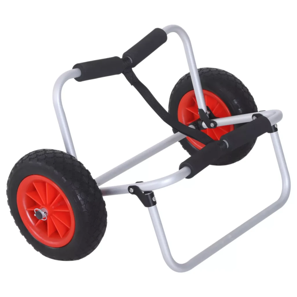Baidarių ir kanojų vežimėlis, Surf vežimėlis sulankstomas su diržu, PU ratukai su paminkštinimu, iki 90 kg L70 x W40 x H42 cm