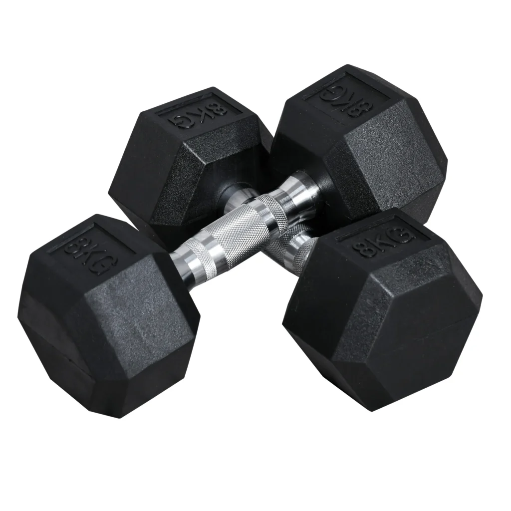 Šešiakampių hantelių rinkinys 2 x 8 KG