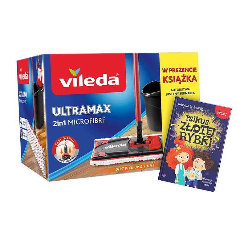 Vileda Ultramax BOX šluota ir kibiras + vaikiška knyga “Auksinės žuvelės išdaiga“