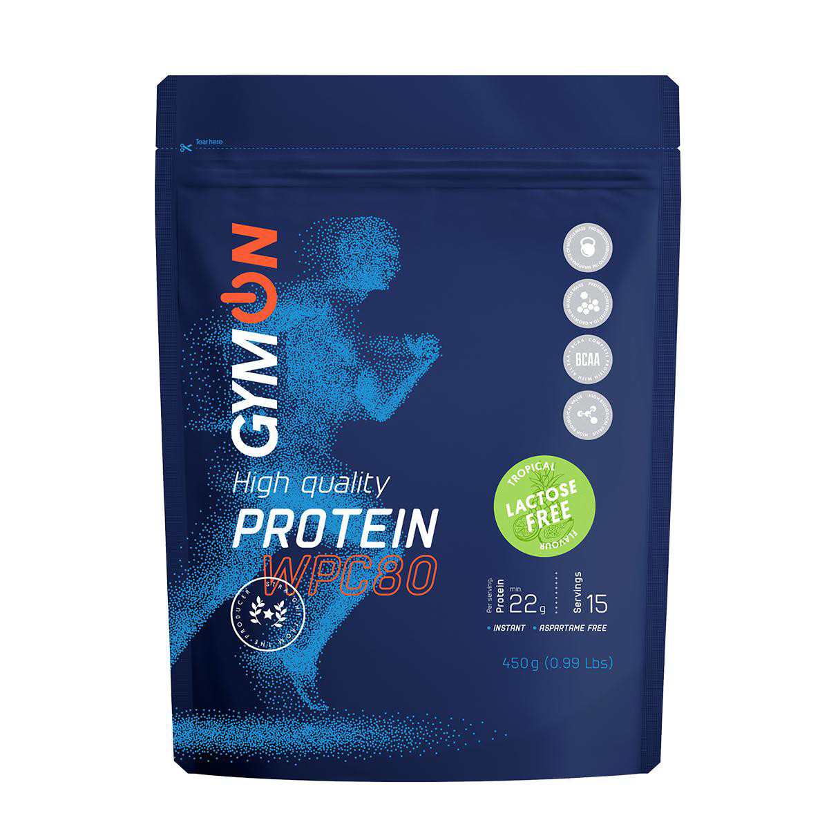 GYMON, tropinio skonio baltymų kokteilis, be laktozės, 450 g