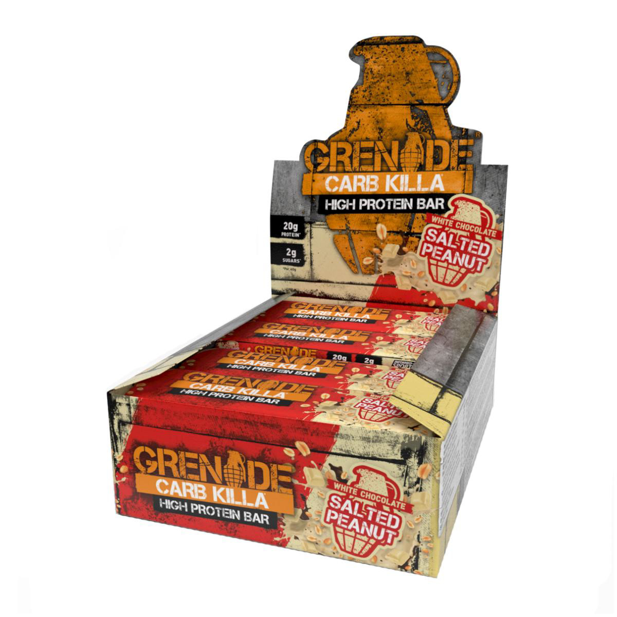 GRENADE CARB KILLA BAR, baltyminiai batonėliai, balto šokolado sūdytų riešutų skonio, 12 x 60 g