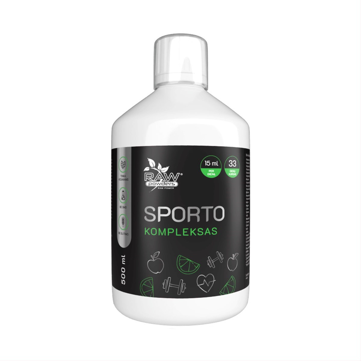 RAW POWDERS, Sporto kompleksas, skystas, 500ml
