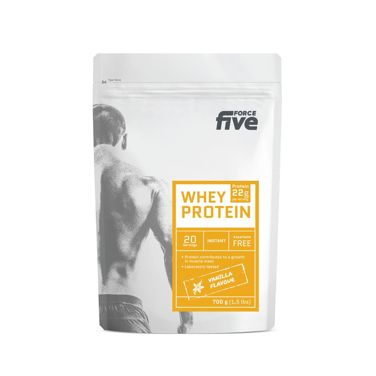 FORCEFIVE, vanilės skonio išrūgų baltymų gėrimo milteliai, 700 g