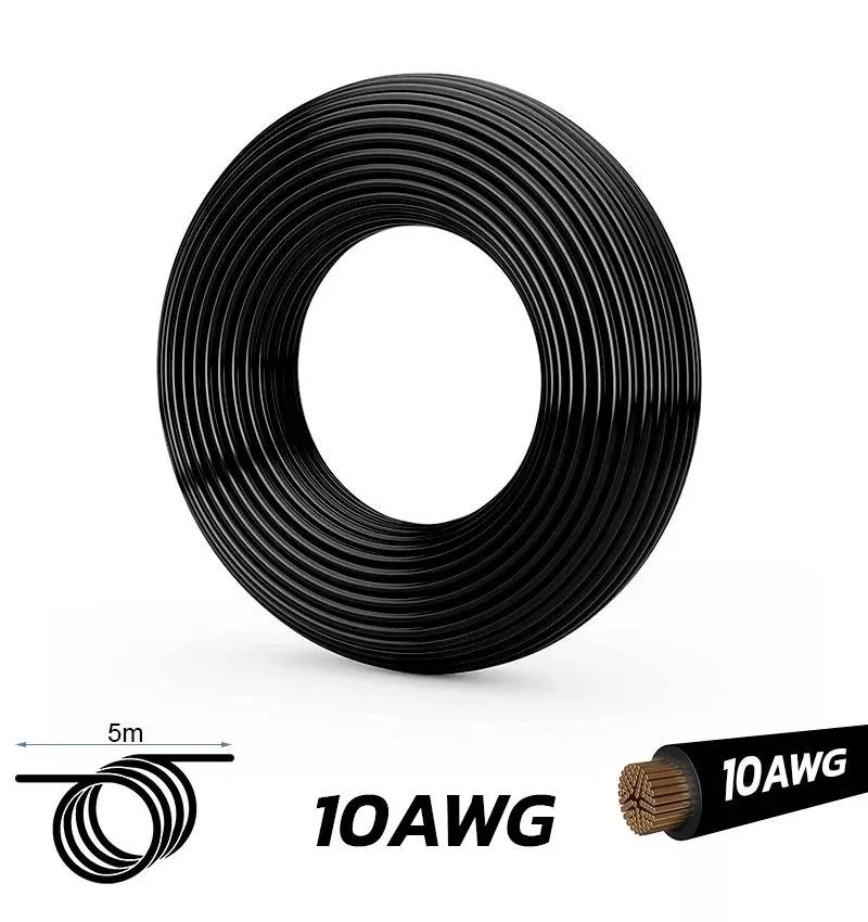 Laidas lankstus silikoninis 10AWG 5M Juodas
