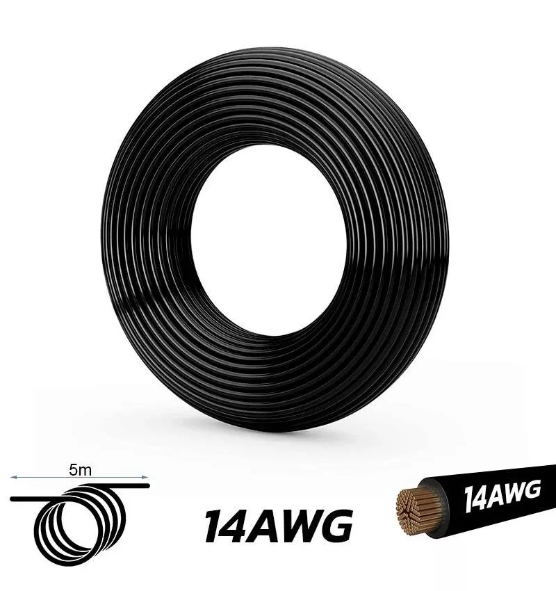 Laidas lankstus silikoninis 14AWG 5M Juodas