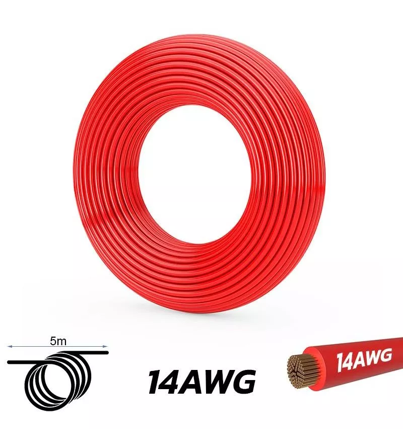 Laidas lankstus silikoninis 14AWG 5M Raudonas