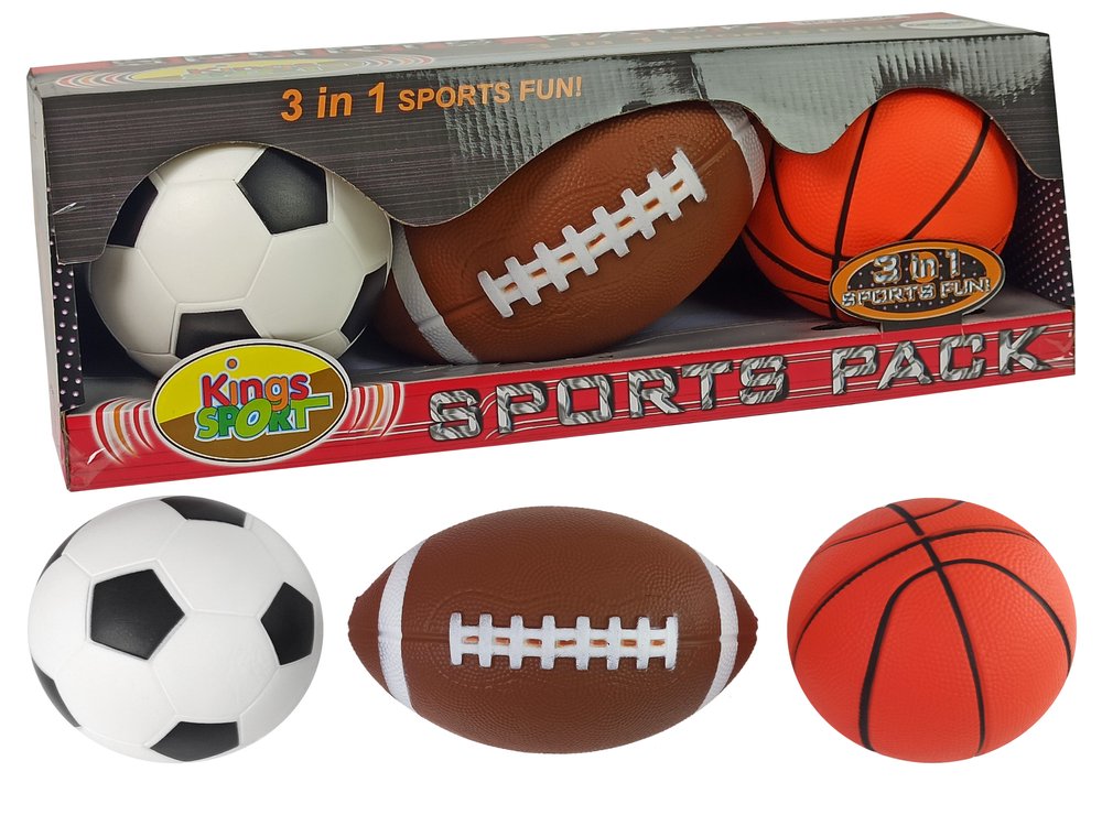 Minkštų 3in1 sportinių kamuoliukų rinkinys
