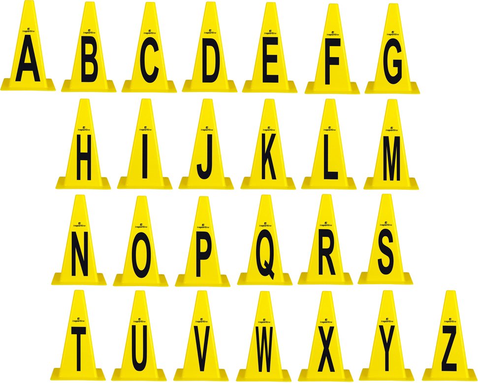 Plastikiniai treniruočių žymekliai inSPORTline Alphabet 23 cm (26vnt.)
