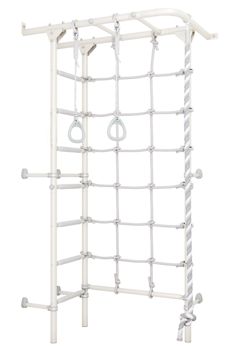 Sporto kompleksas (gimnastikos sienelė) SANRO S4 Pastel balta-pilka, 219,6x70,2x119cm
