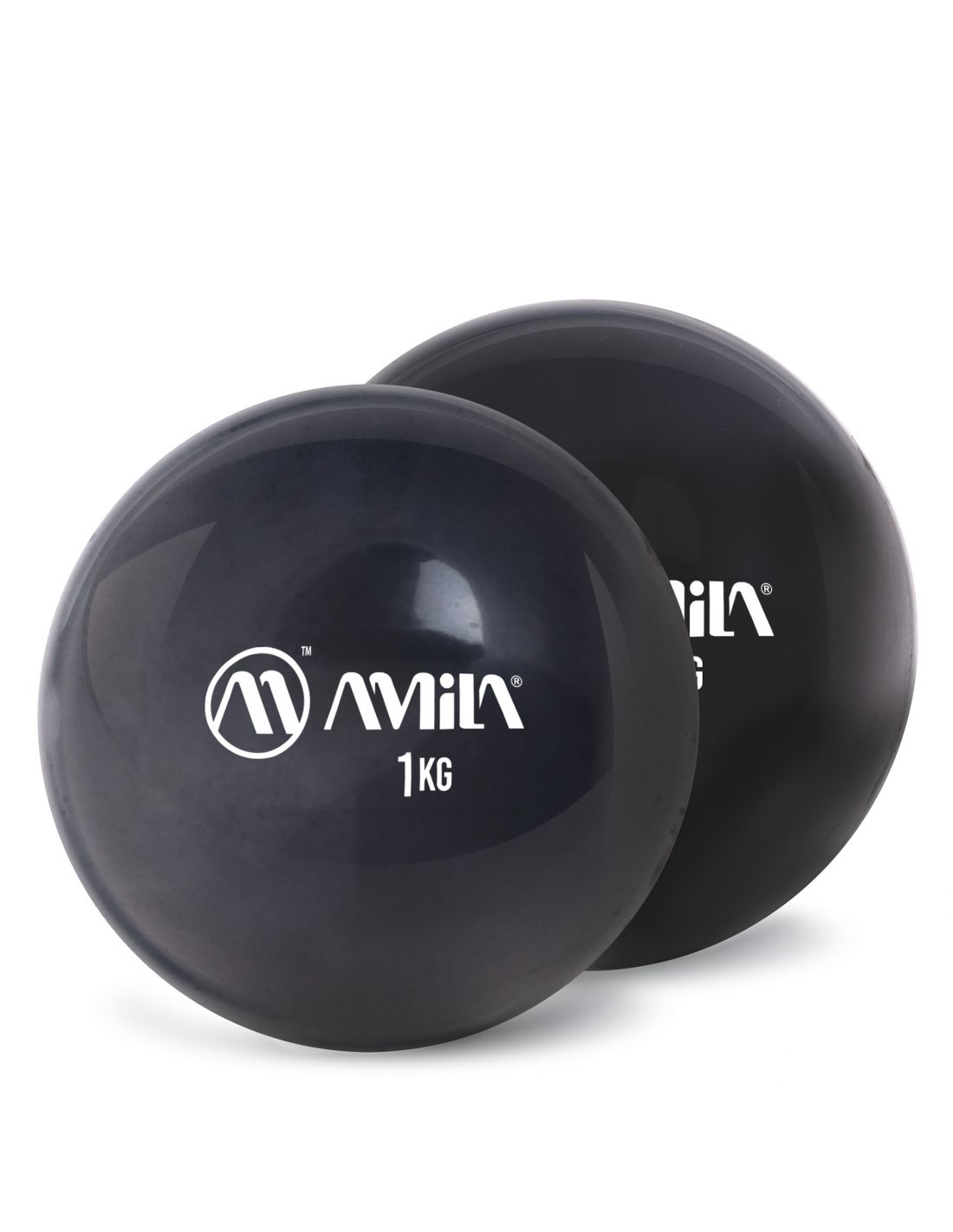 Svorinis Pilates kamuoliukas 1kg AMILA (Black) pora