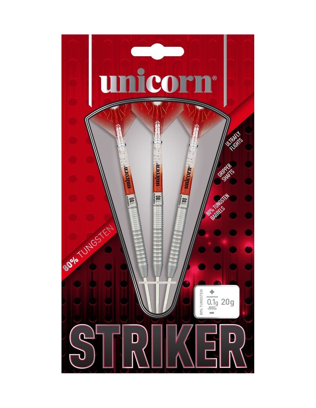 Strėlytės UNICORN "STRIKER TYPE 2 - 80% TUNGSTEN STEEL TIP DARTS"