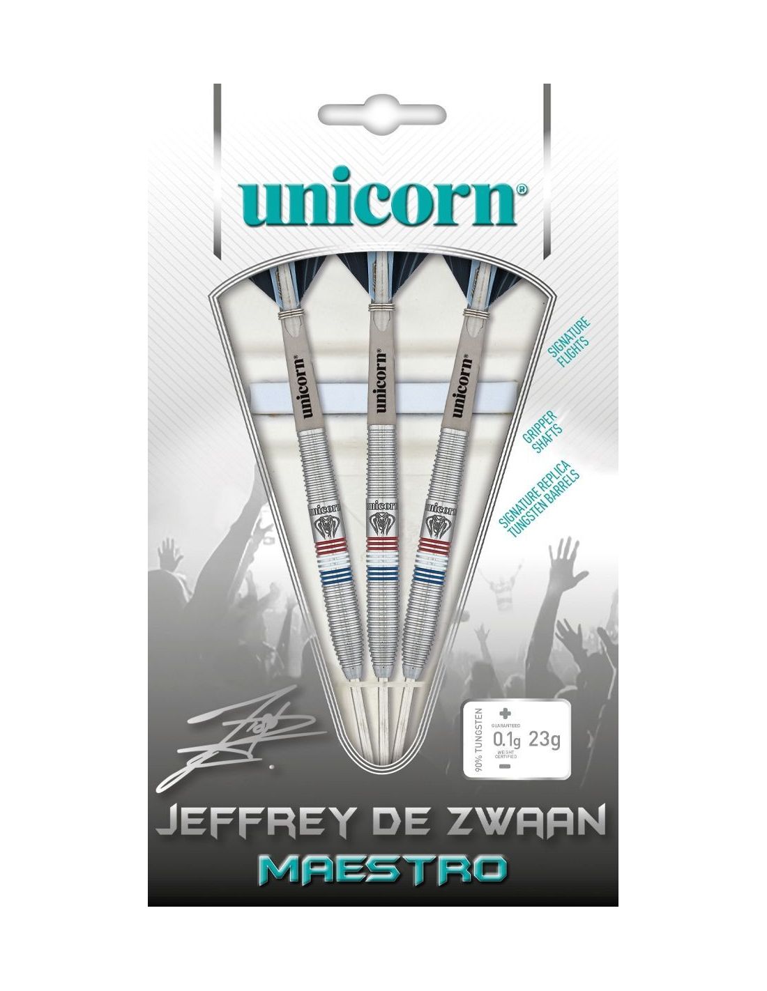 Strėlytės UNICORN "MAESTRO JEFFREY DE ZWAAN PHASE 2 STEEL TIP DART - 90% TUNGSTEN" 25g