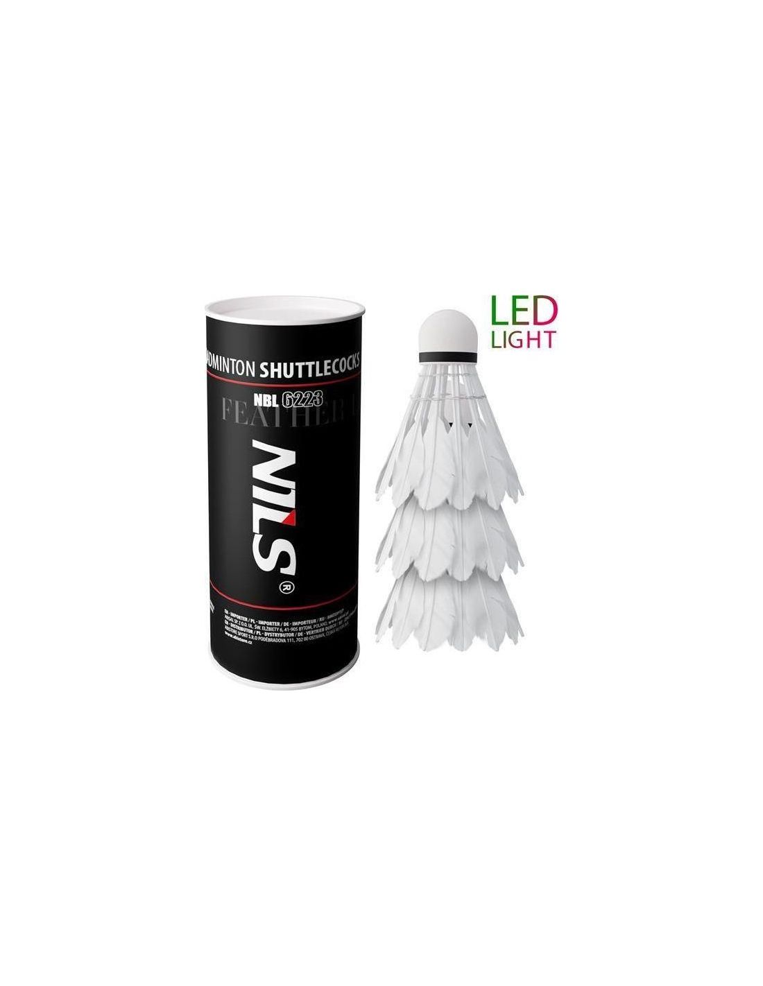 Badmintono skraidukai NILS NBL 6223 su LED apšvietimu (3 vnt)