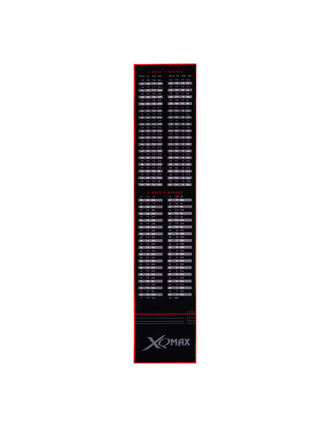 XQMax smiginio kilimėlis FINISHES "BLACK/RED" (285x60cm)