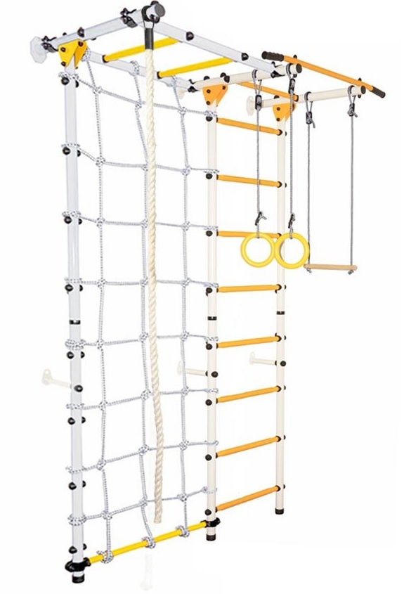 Sporto kompleksas (gimnastikos sienelė) JUNIOR ATLET LIGHT 2in1, balta-geltona, 220x140cm